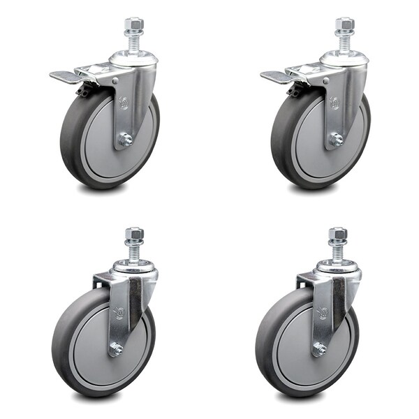 Service Caster 6 Inch Thermoplastic Rubber Swivel 1/2 Inch Stem Caster Total Lock Brake SCC, 2PK SCC-TSTTL20S614-TPRB-121315-2-S-2 - main